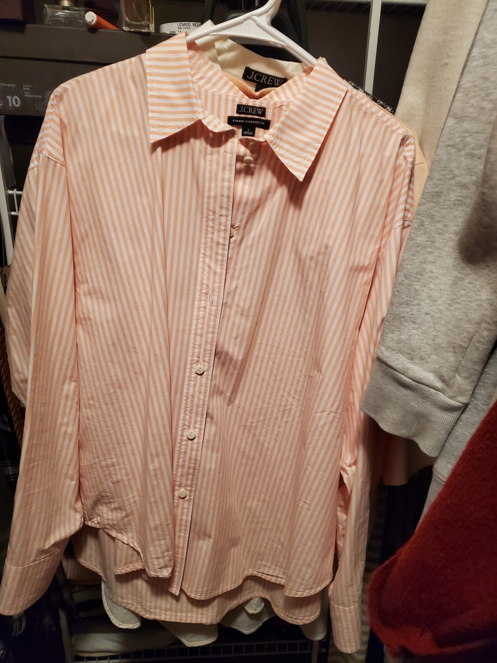 J. Crew Etienne Light Pink Striped Oversized Button-Down Shirt